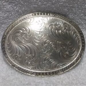 Montana Silversmith Silver Swirling Oval Buckle Custom Fully Engraved (Unisex)